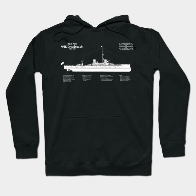 HMS Dreadnought ship plans - PBD Hoodie by SPJE Illustration Photography